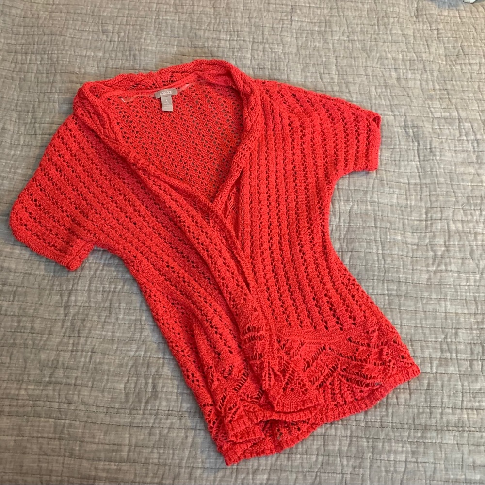 Like New Womans Short Sleeve Chico’s Cardigan - Picture 1 of 4
